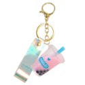 Brelok do kluczy Shake przelewowy Bubble Tea 6,1 x 3,6 cm z opalizującą smyczą Róż BRL332R